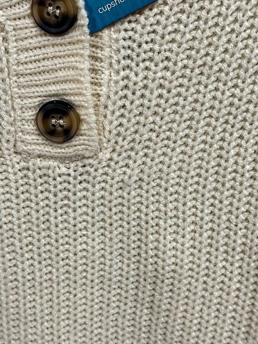 Cupshe V-Neck Buttoned Striped Sweater Color Block Knit Sweater in Cream & Red - Picture 4 of 6